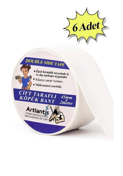 Çift Taraflı Bant Köpük Bant 45mm x 2mt 6 Adet Çerçeve Tablo Halı Yapıştırma Bandı İç Ve Dış Mekan Süper Güçlü Köpük Ban