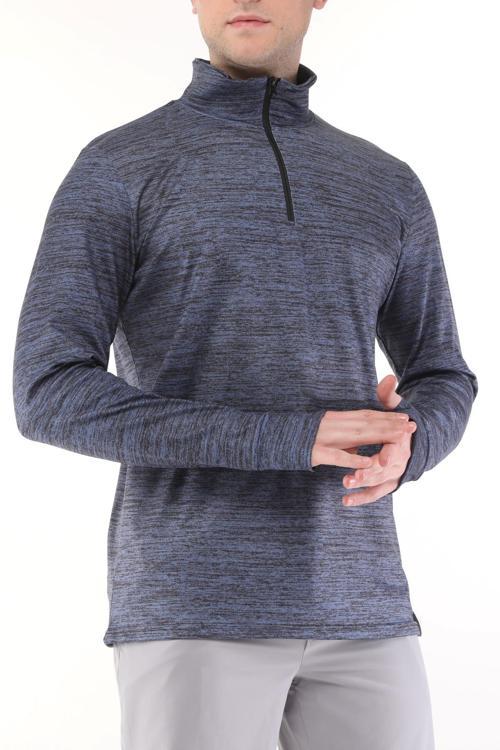 Erkek Running Nem Emici UV Güneşten Koruma Parmaklık Detaylı Uzun Kollu Outdoor Tshirt