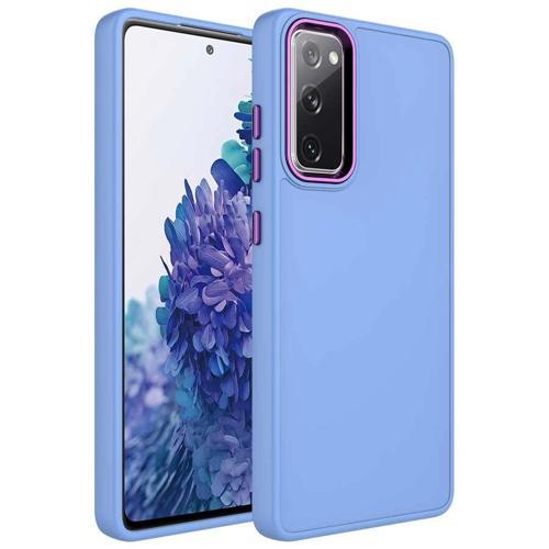 Galaxy S20 FE Kılıf Metal Çerçeve ve Buton Tasarımlı Silikon Zore Luna Kapak