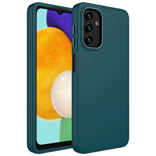 Galaxy A04S Kılıf Metal Çerçeve ve Buton Tasarımlı Silikon Zore Luna Kapak