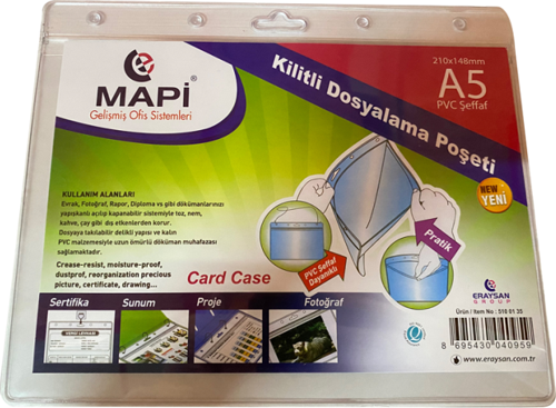 KİLİTLİ TABELA POSETLERİ A5 YATAY 20'Lİ PAKET