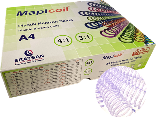 3:1 PLASTİK HELEZON SPİRAL 38MM ŞEFFAF 50 AD 36 LOP