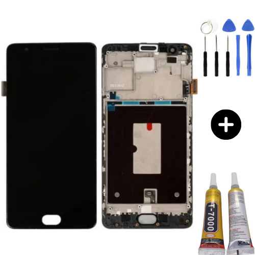 Oneplus 3T Uyumlu Çıtalı HK Lcd Ekran Dokunmatik + Montaj Seti