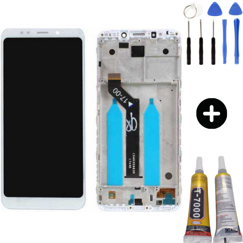 Xiaomi Redmi 5 Plus Uyumlu Çıtalı Lcd Ekran Dokunmatik Beyaz + Montaj Seti