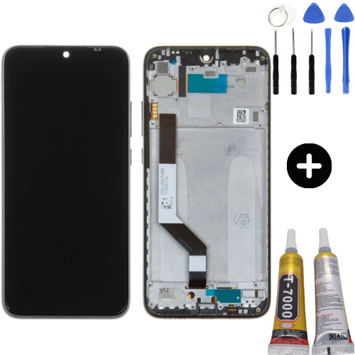Xiaomi Redmi Note 7 Uyumlu Çıtalı Servis Lcd Ekran Dokunmatik Siyah + Montaj Seti