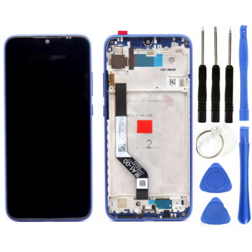 Xiaomi Redmi Note 7 Uyumlu Çıtalı Servis Lcd Ekran Dokunmatik Mavi + Tamir Seti