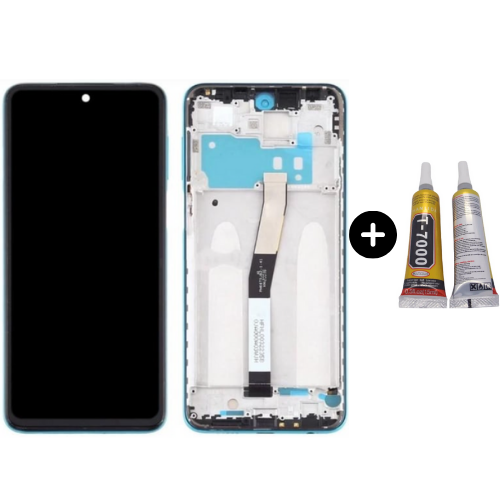 Redmi Note 9 Pro Uyumlu Servis Çıtalı Lcd Ekran Dokunmatik Yeşil + B7000