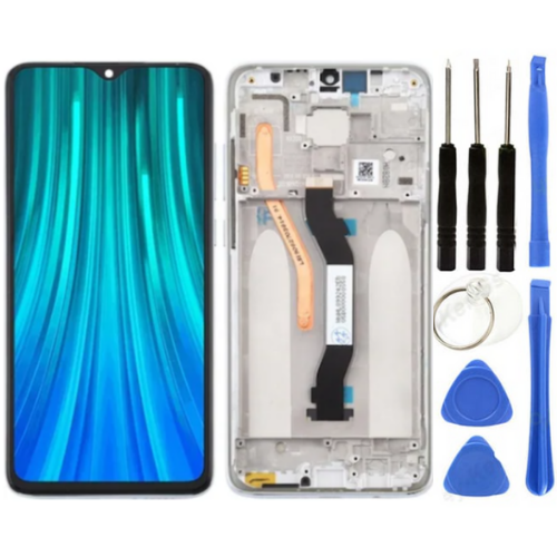Xiaomi Redmi Note 8 Pro Uyumlu Çıtalı HK Lcd Ekran Dokunmatik Beyaz + Tamir Seti