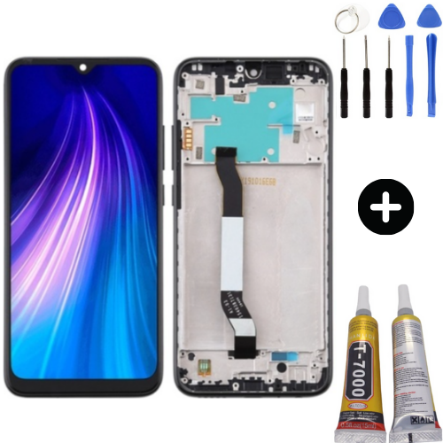 Xiaomi Redmi Note 8 Uyumlu Çıtalı Lcd Ekran Dokunmatik Siyah + Montaj Seti