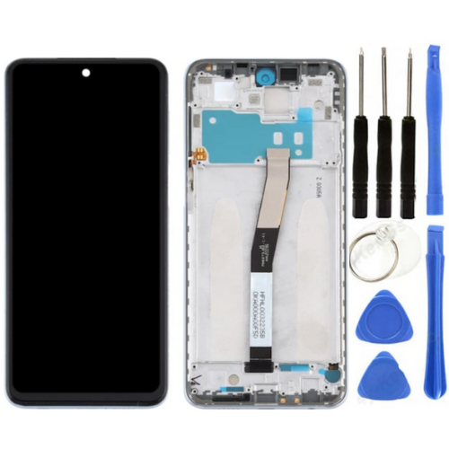 Xiaomi Redmi Note 9S Uyumlu Çıtalı Servis Lcd Ekran Dokunmatik Beyaz + Tamir Seti