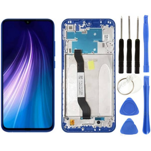 Xiaomi Redmi Note 8 Uyumlu Çıtalı Servis Lcd Ekran Dokunmatik Mavi + Tamir Seti
