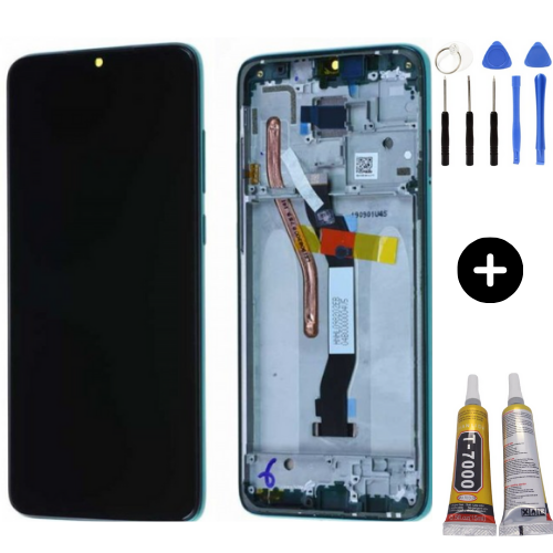 Redmi Note 8 Pro Uyumlu A Kalite Çıtalı Lcd Ekran Dokunmatik Yeşil + Montaj Seti