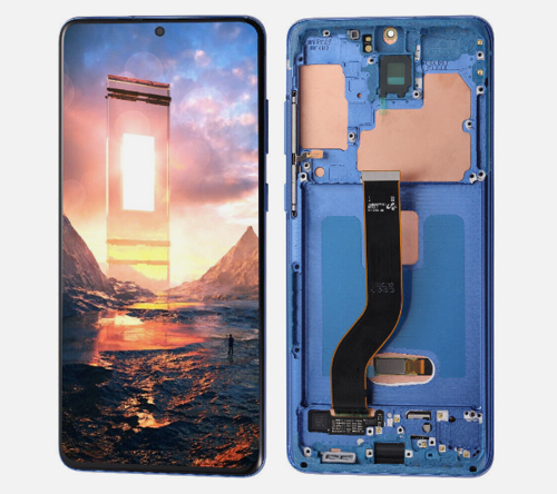 TE Samsung S20 Plus G985 Uyumlu Çıtalı A Kalite Lcd Ekran Mavi
