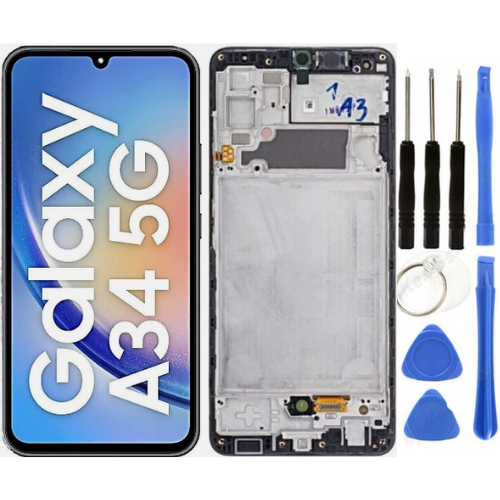TE Samsung A34 5G A346F Uyumlu OLED Çıtalı Lcd Ekran Siyah