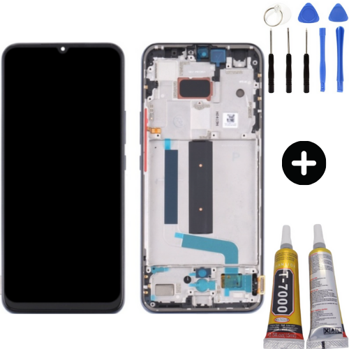 Xiaomi Mi 10 Lite 5G Uyumlu Çıtalı A Kalite Lcd Ekran Dokunmatik Siyah + Montaj Seti