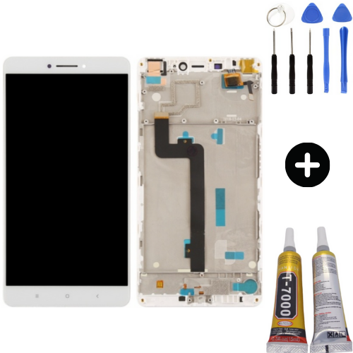 Xiaomi Mi Max Uyumlu Çıtalı HK Lcd Ekran Dokunmatik Beyaz + Montaj Seti