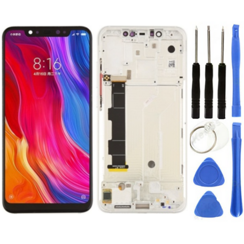 Xiaomi Mi 8 Uyumlu Çıtalı Lcd Ekran Dokunmatik Beyaz + Tamir Seti