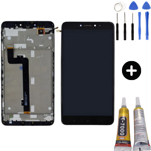 Xiaomi Mi Max 2 Uyumlu Çıtalı HK Lcd Ekran Dokunmatik Siyah + Montaj Seti