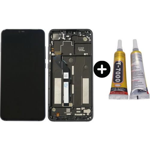 Xiaomi Mi 8 Lite Uyumlu Çıtalı OLED Lcd Ekran Dokunmatik Siyah + B7000