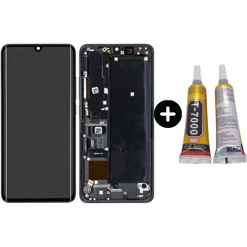 Xiaomi Mi Note 10 Lite Uyumlu Çıtalı Servis Lcd Ekran Dokunmatik Siyah + B7000