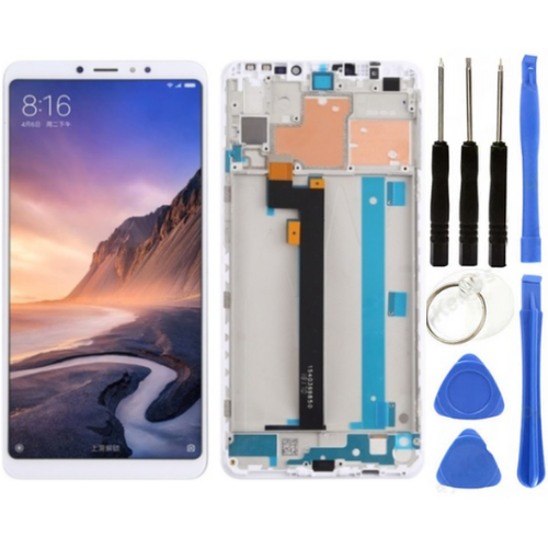 Xiaomi Mi Max 3 Uyumlu Çıtalı OLED Lcd Ekran Dokunmatik Beyaz + Tamir Seti