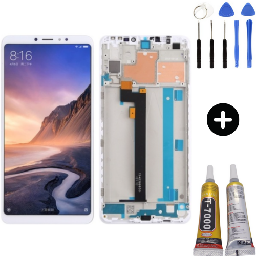 Xiaomi Mi Max 3 Uyumlu Çıtalı Lcd Ekran Dokunmatik Beyaz + Montaj Seti