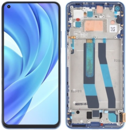Xiaomi Mi 11 Lite Uyumlu Çıtalı Servis Lcd Ekran Dokunmatik Mavi