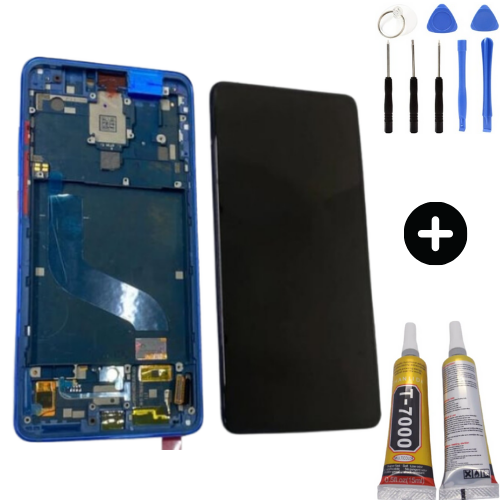 Xiaomi Mi 9T Uyumlu Çıtalı Servis Lcd Ekran Dokunmatik Mavi + Montaj Seti