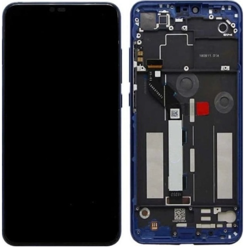 Xiaomi Mi 8 Lite Uyumlu Çıtalı HK Lcd Ekran Dokunmatik Mavi 