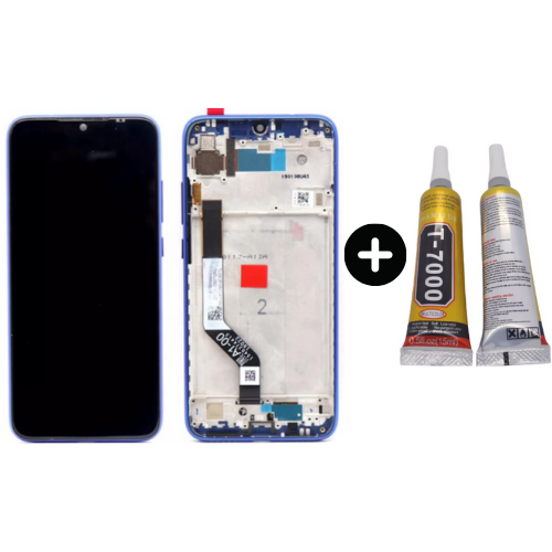 Xiaomi Redmi Note 7 Pro Uyumlu Çıtalı HK Lcd Ekran Dokunmatik Mavi + B7000