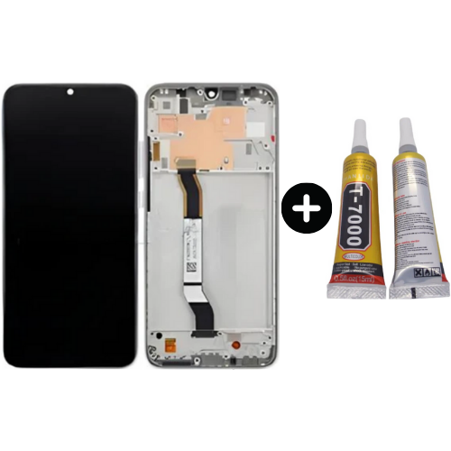 Xiaomi Redmi Note 8 Uyumlu Çıtalı A Kalite Lcd Ekran Dokunmatik Beyaz + B7000