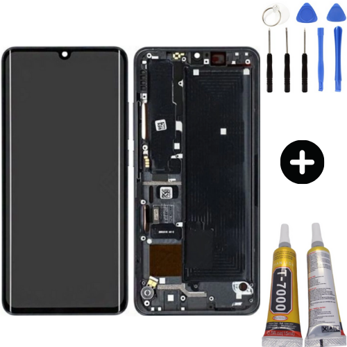 Xiaomi Mi Note 10 Lite Uyumlu Çıtalı Servis Lcd Ekran Dokunmatik Siyah + Montaj Seti