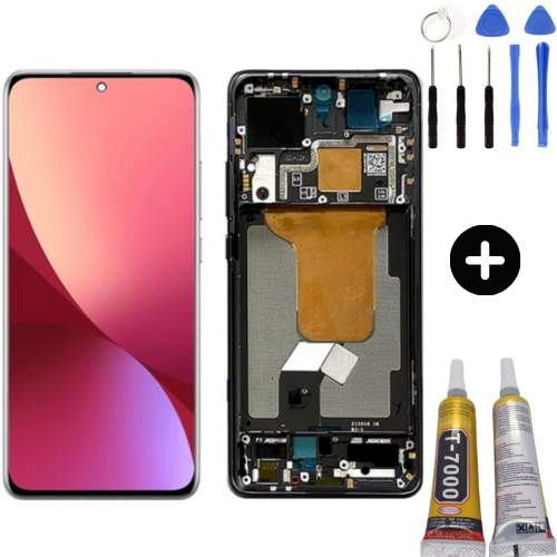 Xiaomi Mi 12 Uyumlu Çıtalı Servis Lcd Ekran Dokunmatik Siyah + Montaj Seti