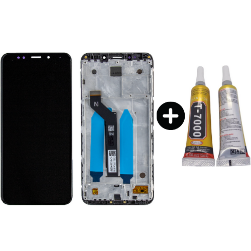 Xiaomi Redmi 5 Plus Uyumlu Çıtalı HK Lcd Ekran Dokunmatik Siyah + B7000