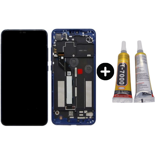 Xiaomi Mi 8 Lite Uyumlu Çıtalı OLED Lcd Ekran Dokunmatik Mavi + B7000