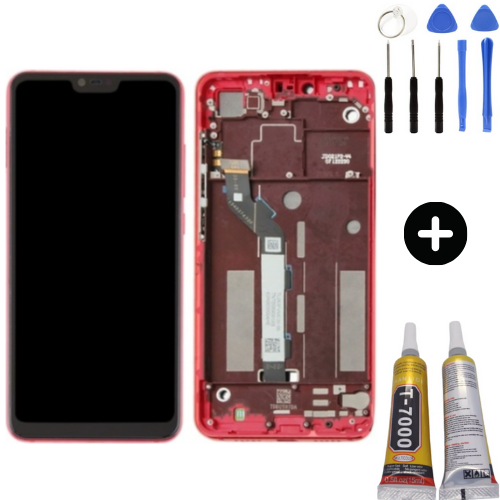 Xiaomi Mi 8 Lite Uyumlu Çıtalı OLED Lcd Ekran Dokunmatik Kırmızı + Montaj Seti