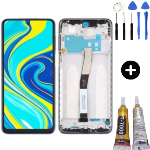 Xiaomi Redmi Note 9 Pro Uyumlu Çıtalı Servis Lcd Ekran Dokunmatik Siyah + Montaj Seti