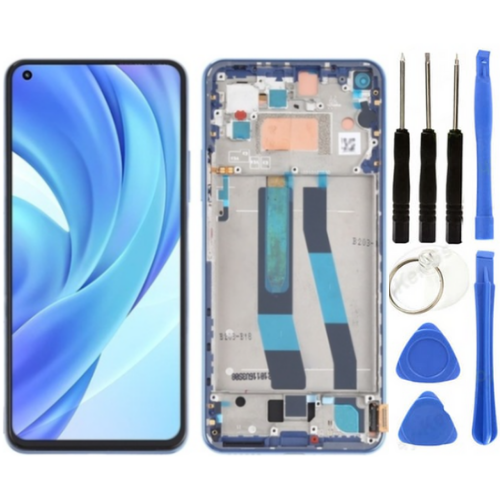 Xiaomi Mi 11 Lite Uyumlu Çıtalı OLED Lcd Ekran Dokunmatik Mavi + Tamir Seti