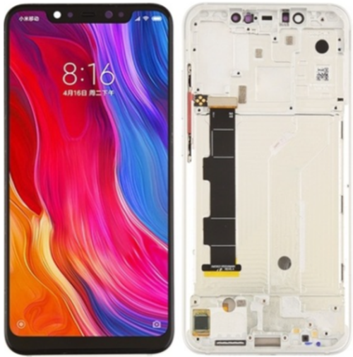 Xiaomi Mi 8 Uyumlu Çıtalı HK Lcd Ekran Dokunmatik Beyaz