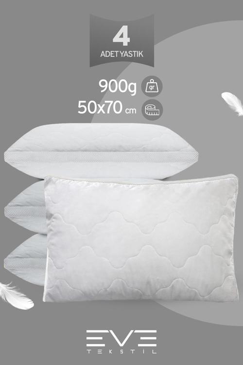 4 Adet Klimax Beyaz Serisi Kılıflı Fermuarlı Klimali Antialerjik Silikon Nano Elyaf Yastık 50x70cm 