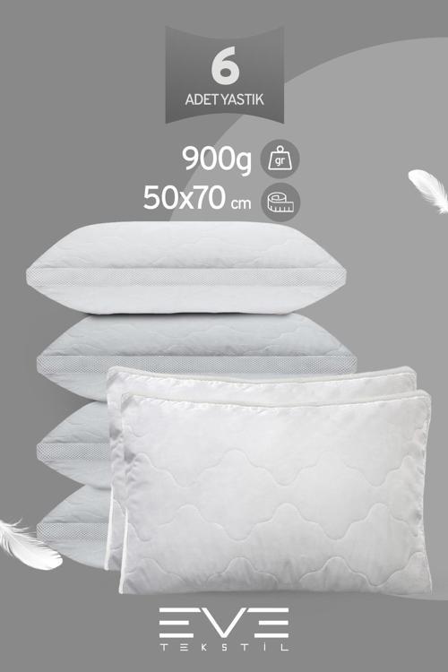 6 Adet Klimax Beyaz Serisi Kılıflı Fermuarlı Klimali Antialerjik Silikon Nano Elyaf Yastık 50x70cm 