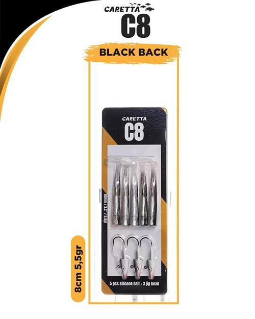 C8 8cm 5.5gr Silikon Yem BLACK BACK
