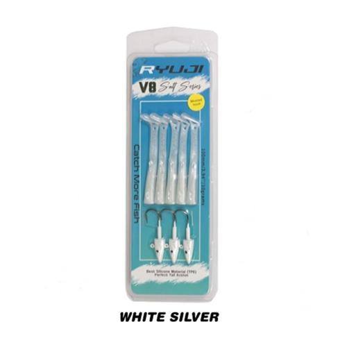 V8 10cm 10gr Silikon Yem White Silver