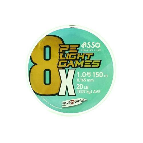8X Light Games PE 8 Örgü Spin İp Misina 150mt Fluo Green Fluo Green-0,165 mm