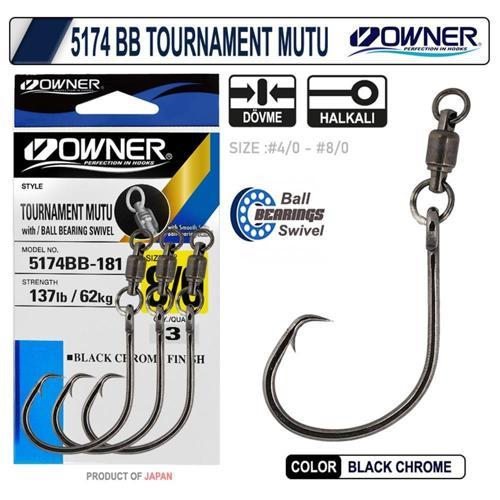 5174BB Tournament Mutu Bilyalı Fırdöndülü İğne Black Chrome-No:7/0