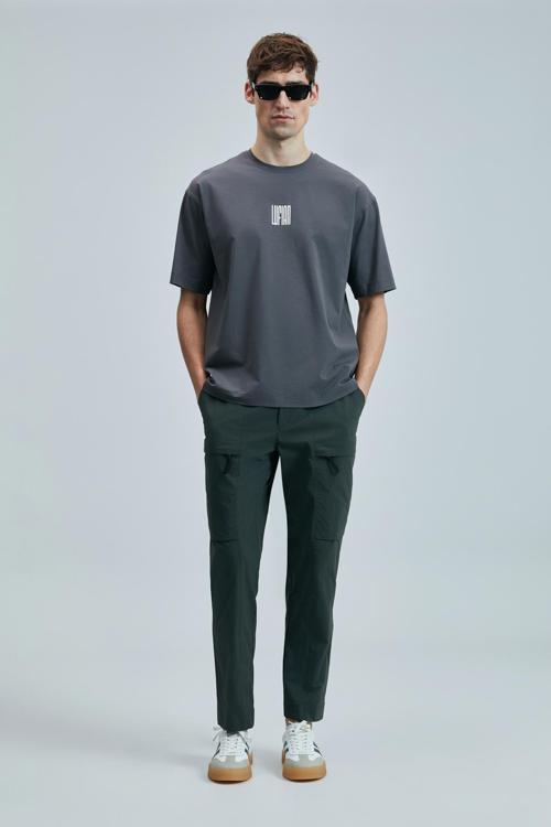 Erkek Helıx Modern Grafik T-Shirt 111020245 Koyu Gri