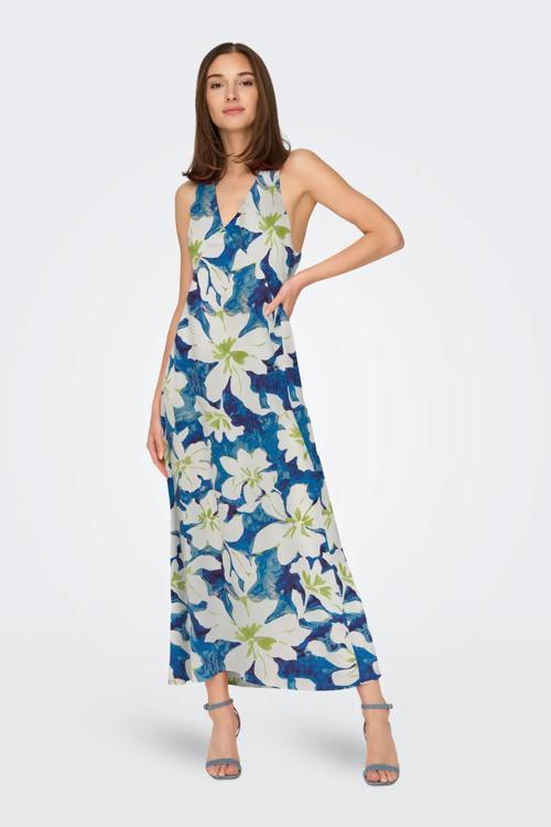 Kadın Onljane Kolsuz Desenli Maxi Elbise 15318885 Koyu Mavi