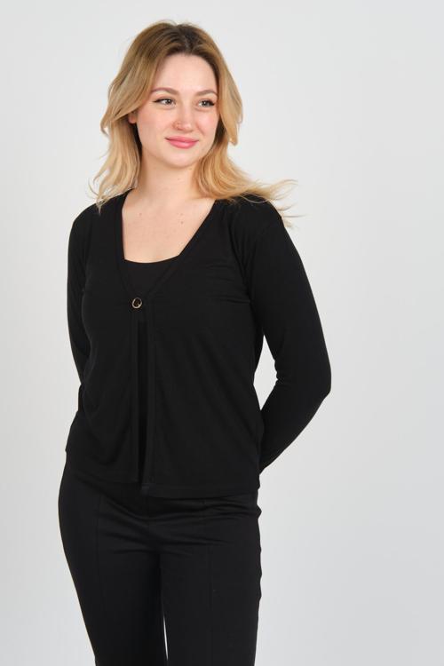 Kadın Tek Tokalı İnce Ceket 3980 Siyah