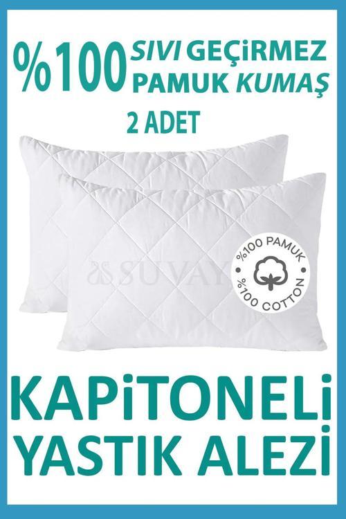 Sıvı Geçirmez Kapitoneli Yastık Alezi Pamuklu Fermuarlı Terletmeyen Yastık Koruyucu Kılıf