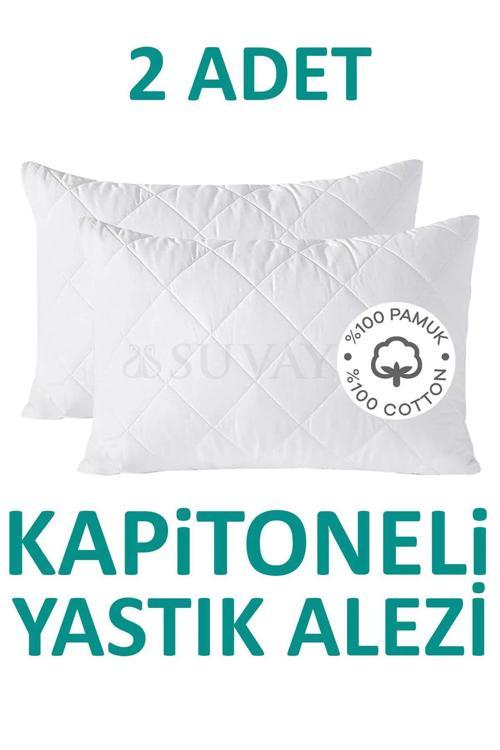 Kapitoneli Yastık Alezi Pamuklu Fermuarlı Terletmeyen Yastık Koruyucu Kılıf